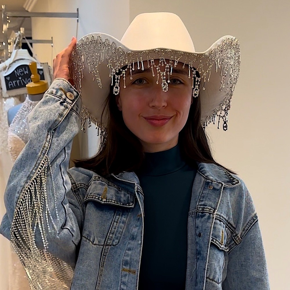 💎🤠Bridal bachelorette Rhinestone cowgirl hat - Picture 3 of 3